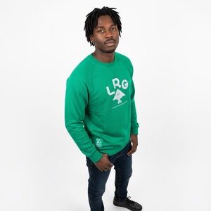 LRG Lifted Research Group Green Cotton Knot Crew Sweater Sweatshirt L